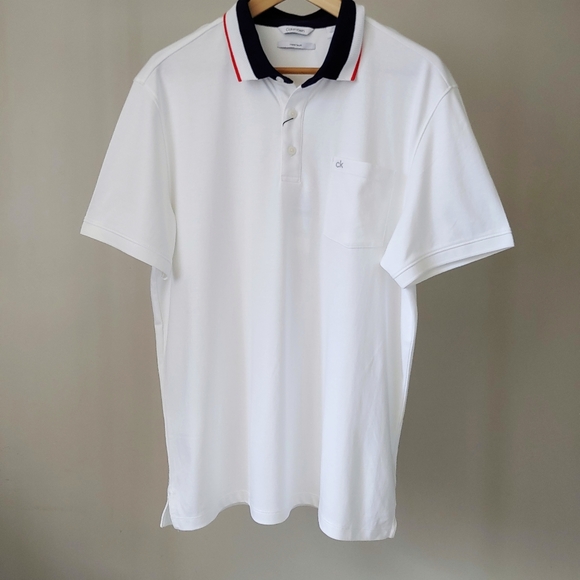 NWT Calvin Klein Liquid Touch Polo T-Shirt Size Large Cotton White - Picture 4 of 13